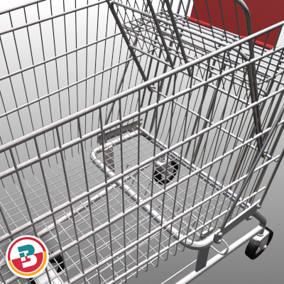 3D Model of Grocery Store Shopping Cart - 3D Render 2